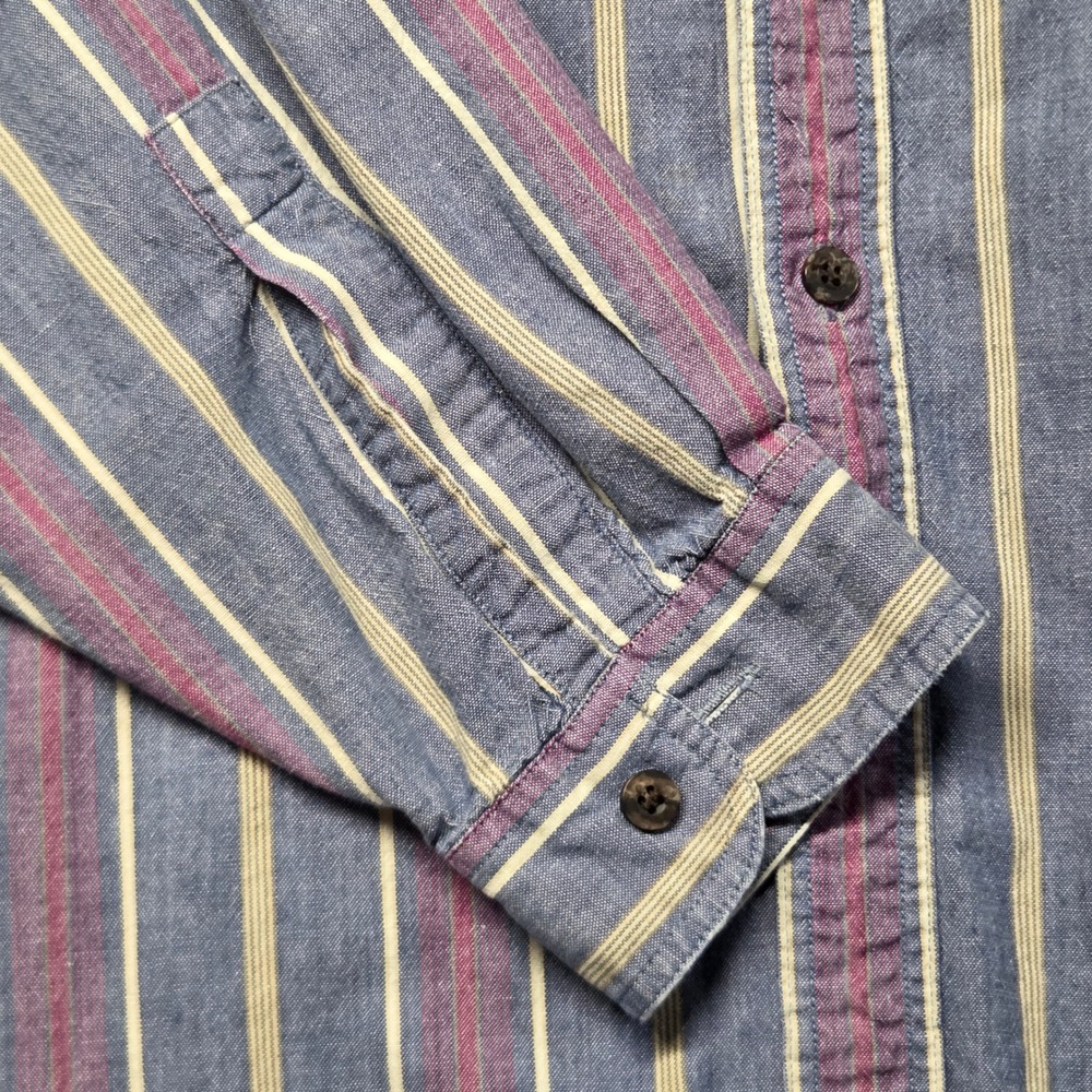 Vintage 1991 Dockers Shirt Mens L Striped Long Sleeve 90s Cotton Preppy Grandpa - Picture 3 of 14